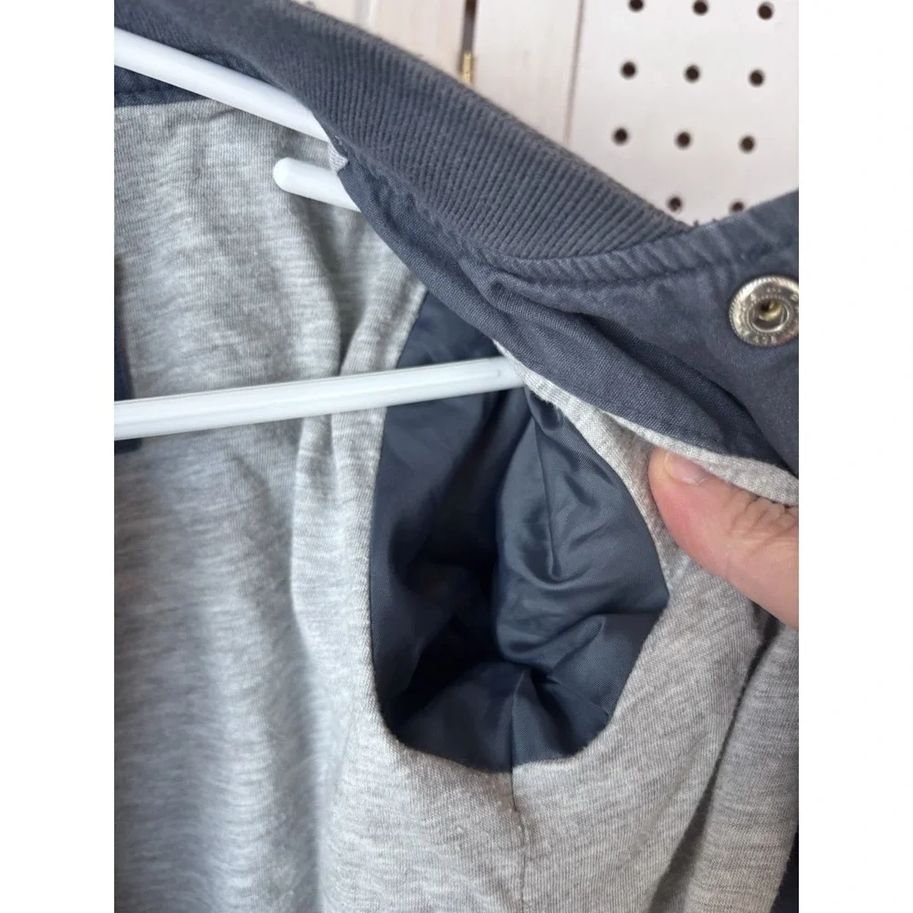 Baby Gap Toddler Boys 2T Cotton Varsity Snap Jacket Lightweight Lined Khaki Blue